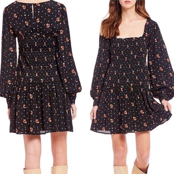 Free People Dresses & Skirts - Free People Black Two Faces Floral Dress S